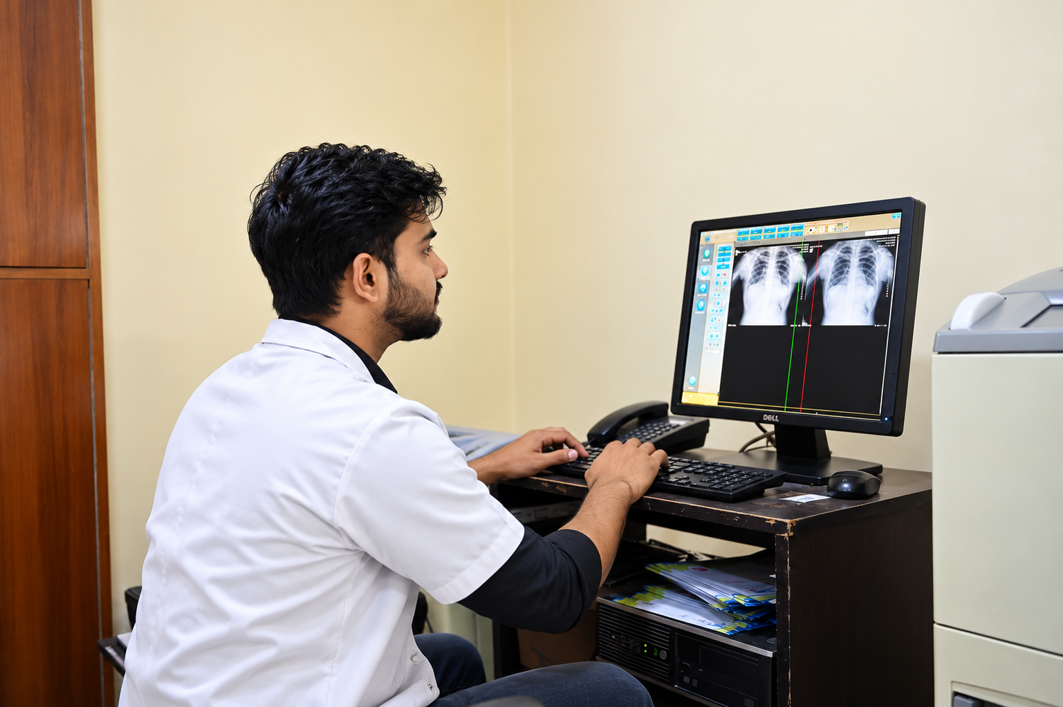 Radiographer at Computerized Digital CR Radiography Workstation